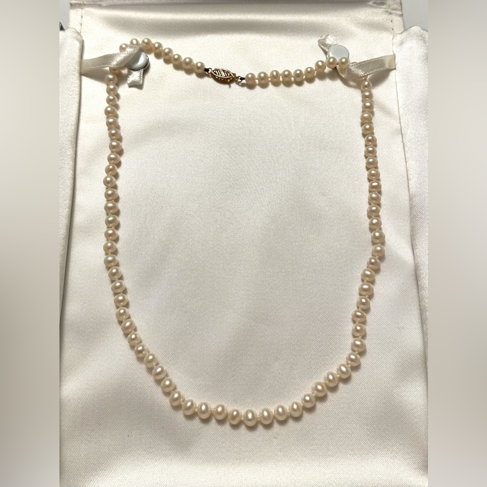 Pearl Necklace with 14k gold clasp from Lundstrom Jewelers